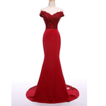 Siaoryne LP003 Red Lace Mermaid Bridesmaid Dress off the Shoulder Wedding Guests Dress