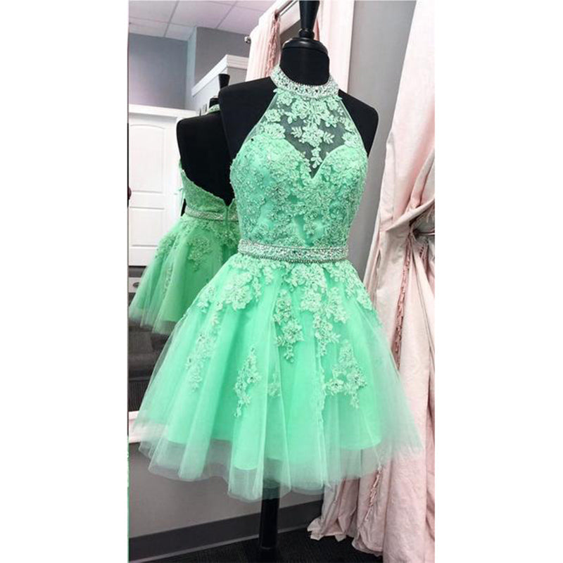 Siaoryne SP005 Halter Tulle lace A Line Short Homecoming Dresses Mini Cocktail Gowns