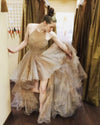 Siaoryne LP010 Puffy Organza Sexy Backless Halter A line High Low Prom dress Front Short Long Back evening Gowns