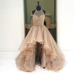 Siaoryne LP010 Puffy Organza Sexy Backless Halter A line High Low Prom dress Front Short Long Back evening Gowns