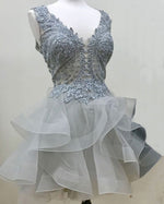 Gray Short Cocktail Party Gown Girls Semi Formal Prom Homecoming Dresses
