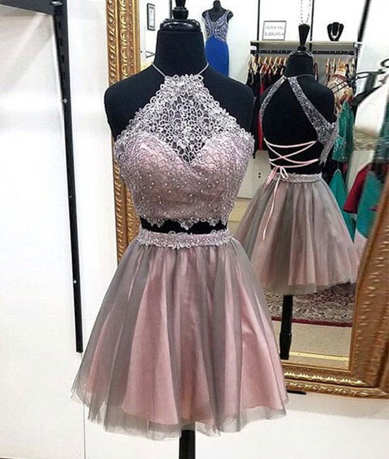 Siaoryne LP012 Short Prom Dress Two Pieces Homecoming Dresses with lace
