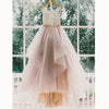 Dreamy Fashionable Ball Gown Bridal dress Brown Wedding Dresses with Beading Tiered Gown Vestido De Novias