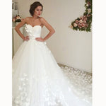 Beautiful Princess Sweetheart A Line Butterfly Bridal Dress Handmade White Wedding Gown