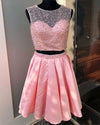 Sky Blue Pearl and Beading 2 pieces Short Junior Prom Homecoming Dress for 8th Grade