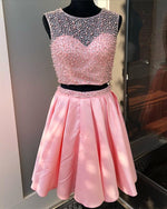 Sky Blue Pearl and Beading 2 pieces Short Junior Prom Homecoming Dress for 8th Grade