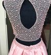 Sky Blue Pearl and Beading 2 pieces Short Junior Prom Homecoming Dress for 8th Grade