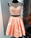Sky Blue Pearl and Beading 2 pieces Short Junior Prom Homecoming Dress for 8th Grade