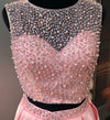 Sky Blue Pearl and Beading 2 pieces Short Junior Prom Homecoming Dress for 8th Grade