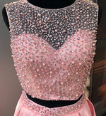 Sky Blue Pearl and Beading 2 pieces Short Junior Prom Homecoming Dress for 8th Grade