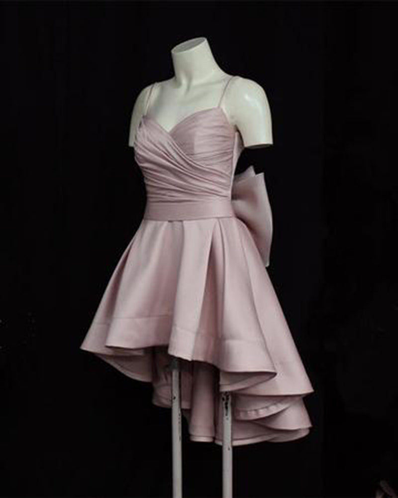 High Low Spaghetti Straps Nude Pink 8th Grade Prom Dresses Girls Junior Homecoming Gown