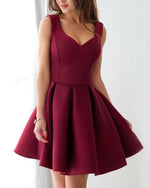 8th Grade prom Dress Short for Teens Burgundy Red Homecoming Party Gown with Straps