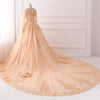 Champagne Vintage Wedding Dress Muslim Bridal Gown with Lace WD687