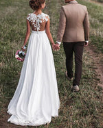 Cap Sleeves Lace Summer Chiffon  Country Wedding dress Robe De Mariee 2022 WD321