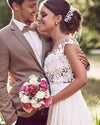 Cap Sleeves Lace Summer Chiffon  Country Wedding dress Robe De Mariee 2022 WD321