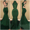 Halter Lace Spandex Evening Prom Dresses Long Women Gown LP5873