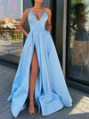 New  Spaghetti Straps Pink Evening Dress Gown Long with Slit PL098