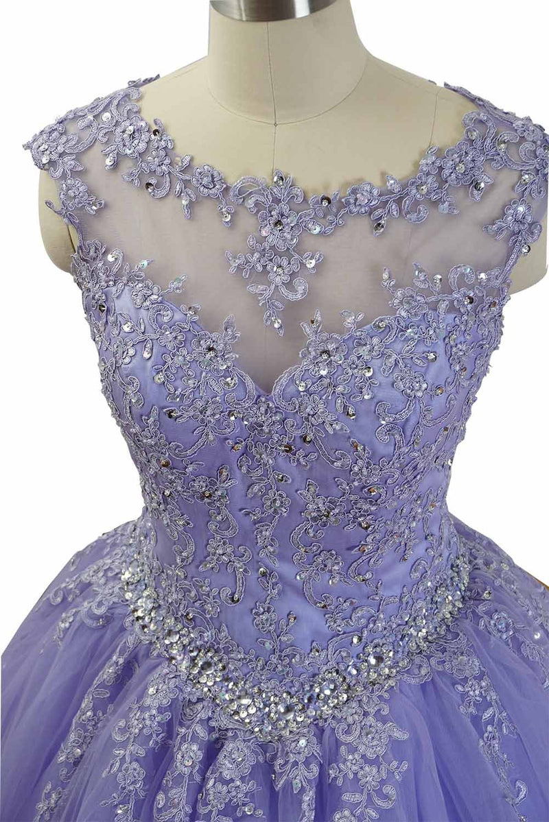 LP8766 Cap Sleeves Scoop Aqua Scarlet Blush Lace Ball Gown Prom Dress Quinceanera Dress Sweet 16 vestido de festa debutante