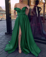 Vibrant Lemon Bright Yellow Off the Shoulder A Line High Slit Prom Dress Evening Long 2022