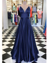 Siaoryne PL5014 Royal Blue Spaghetti Straps A Line Satin Long Prom Long Dress 2022 Gown