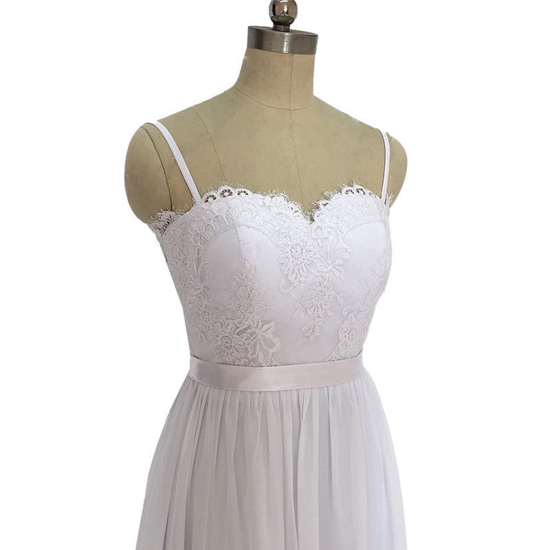 Sexy Spaghetti Straps Long Flowing Bohemian Bridal Dress Summer Wedding Gown with Lace Appliqes Vestido De Novias
