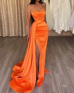 Sexy Sweetheart Burn Bright Orange Mermaid Prom Long Dress with Slit PL3128