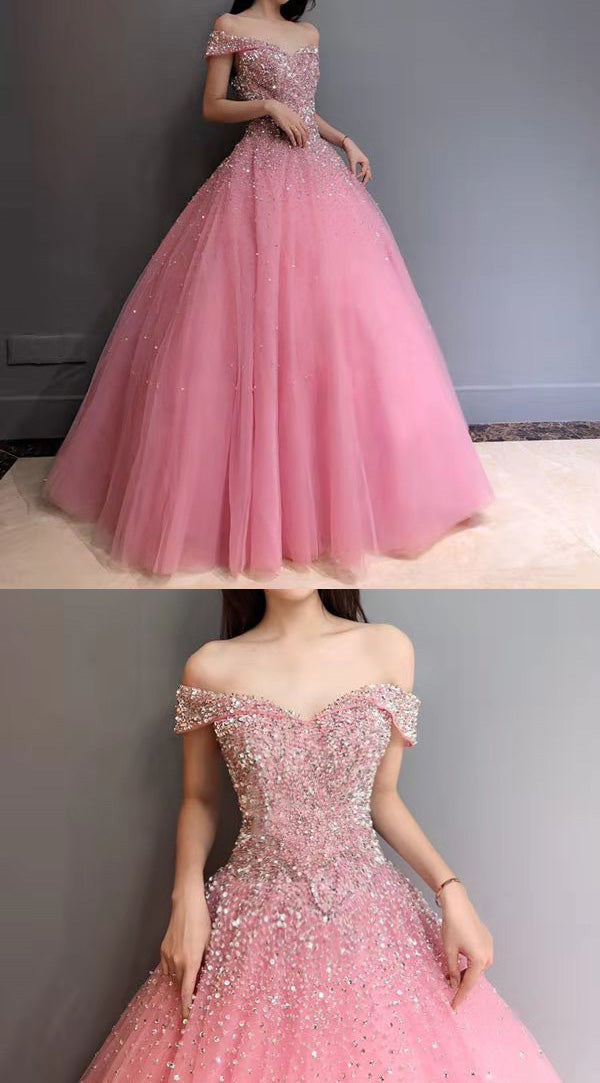 Sparkly Puffy Off the Shoulder Crystal Dark green Quinceanera DressesBall Gown  Prom Dress Ball Gown PL6211