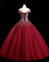 Sparkly Puffy Off the Shoulder Crystal Dark green Quinceanera DressesBall Gown  Prom Dress Ball Gown PL6211