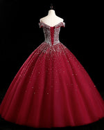 Sparkly Puffy Off the Shoulder Crystal Dark green Quinceanera DressesBall Gown  Prom Dress Ball Gown PL6211
