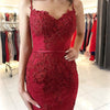Fashion Spaghetti Straps Mermaid Lace burgundy Lace Prom Dresses Long 2022 LP368
