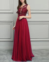 Siaoryne Black /Burgundy /Blue Elegant  One Shoulder Chiffon Lace Nude See Through Long Evening Gown 2020 PL12311