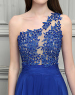 Siaoryne Black /Burgundy /Blue Elegant  One Shoulder Chiffon Lace Nude See Through Long Evening Gown 2020 PL12311