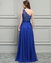 Siaoryne Black /Burgundy /Blue Elegant  One Shoulder Chiffon Lace Nude See Through Long Evening Gown 2020 PL12311