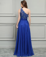 Siaoryne Black /Burgundy /Blue Elegant  One Shoulder Chiffon Lace Nude See Through Long Evening Gown 2020 PL12311