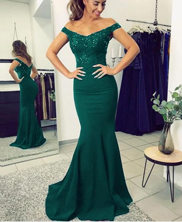 Siaoryne Fitted Women Long Evening Party Gowns ,Off Shoulder Lace Prom Dresses PL8544