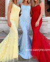 Yellow /Blue/RedHalter Girls Mermaid Prom Dress Lace Graduation Formal Gowns Long  2020PL20141