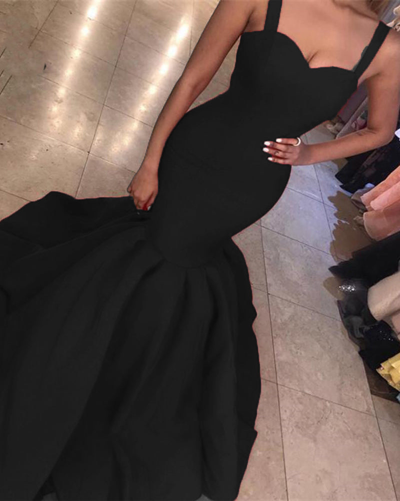 Sexy Mermaid Prom Dress Long 2020 Women Evening Formal Wear  with Straps PL2014