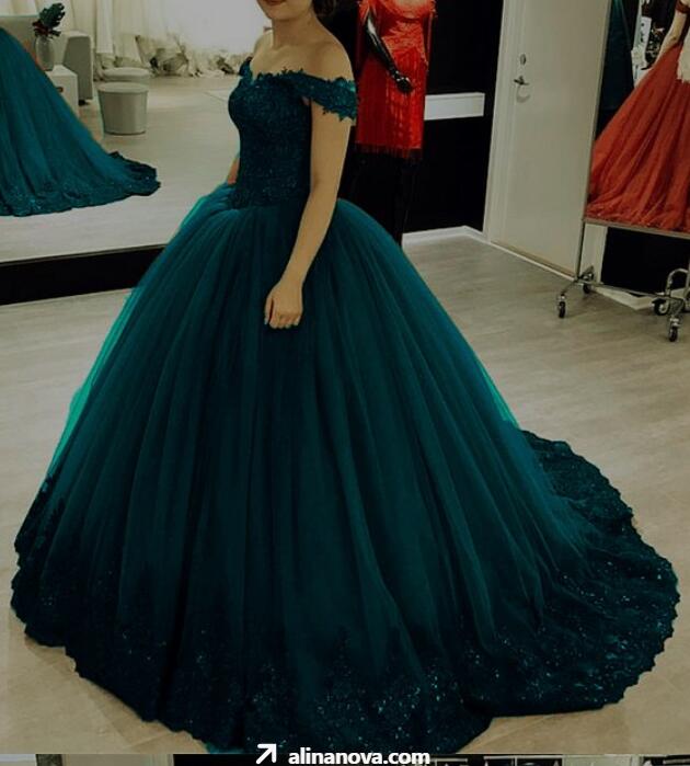 Siaoryne Off Shoulder Women Burgundy/Blue Wedding Gown lace beading Ball Gown Prom Dress PL632