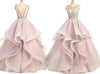 Siaoryne Gorgeous Scoop Neck Beaing Tiered Organza Ball Gown Wedding Dress Custom made