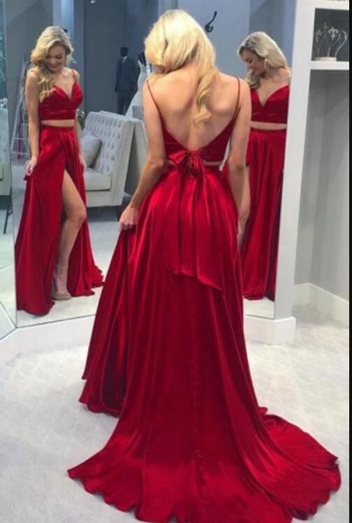 Lilac Purple Crop Top Two Pieces New Prom Dress Long Graduation Vestidos Longo LP1112