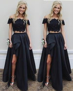 Hot Pink Lace Crop Top Prom Dress 2 Pieces for Graduation Two Pieces Girls Formal Wear with Slit