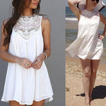Classy White Sundress Casual Summer/Spring/Autumn Beach Wear Lace Dresses Sleeveless 2020 Vestido