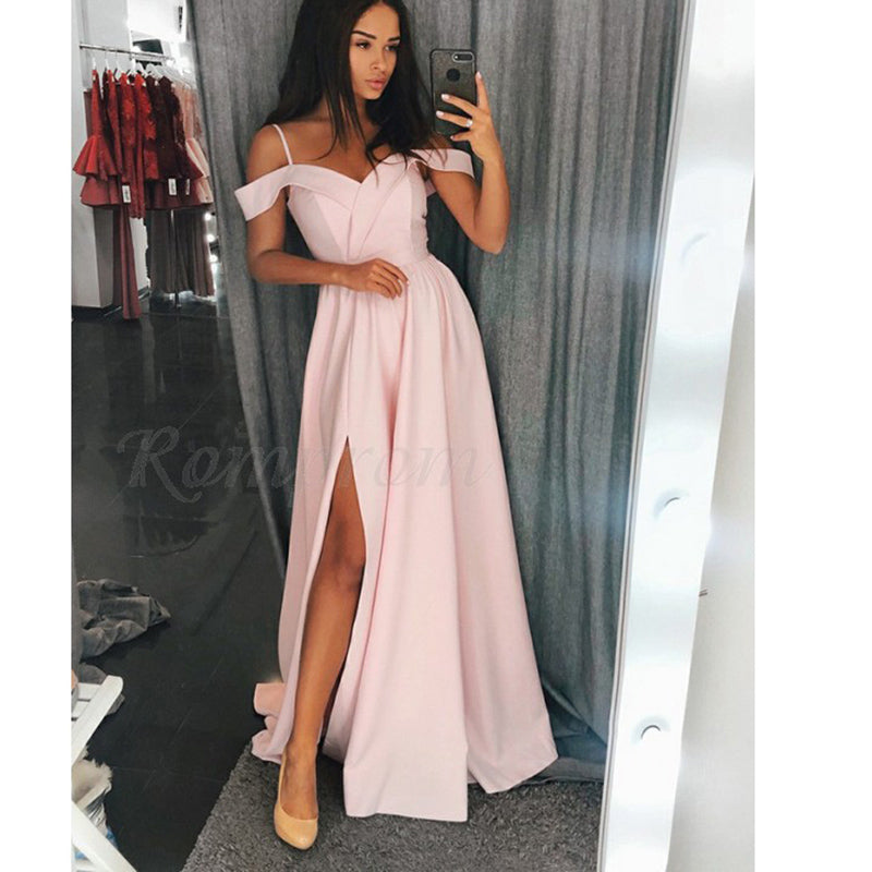 Off Shoulder A Line Prom Dresses Cheap Long Party Custom Made Gown LP874
