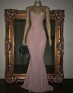 Halter Sexy Bling Bling Sequins Prom Dress Mermaid Evening Party Dress LP0548