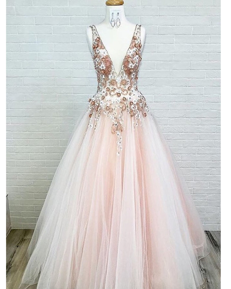 Siaoryne Peach Color Puffy V Neck Floor Length Girls Senior Prom Gradu Siaoryne Peach Color Puffy V Neck Floor Length Girls Senior Prom Gradu