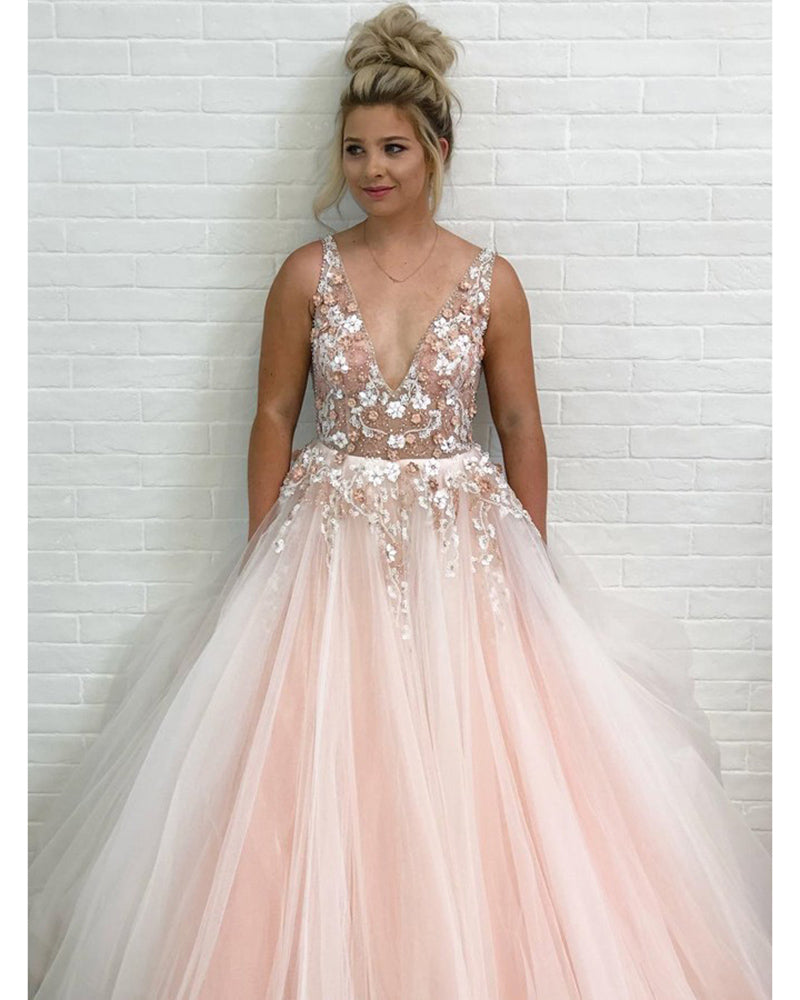 Siaoryne Peach Color Puffy V Neck Floor Length Girls Senior Prom Gradu Siaoryne Peach Color Puffy V Neck Floor Length Girls Senior Prom Gradu