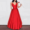 Amazing Elegant A Line Dark Red Satin Prom dress Girls Graduation Gown 2022 Party Dress LP856
