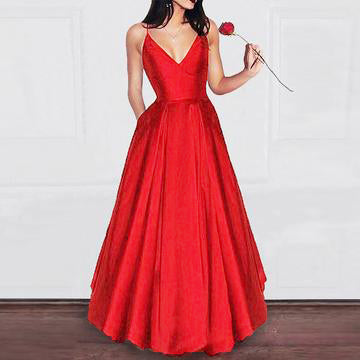 Amazing Elegant A Line Dark Red Satin Prom dress Girls Graduation Gown 2022 Party Dress LP856