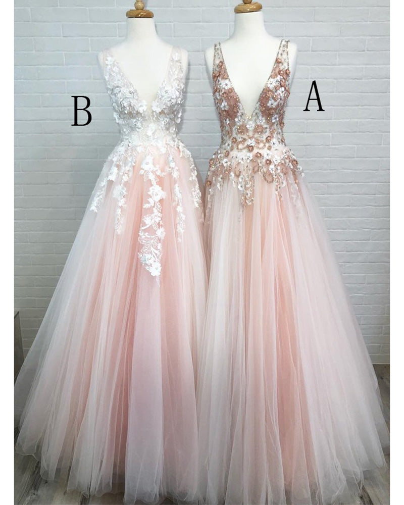 Siaoryne Peach Color Puffy V Neck Floor Length Girls Senior Prom Gradu Siaoryne Peach Color Puffy V Neck Floor Length Girls Senior Prom Gradu