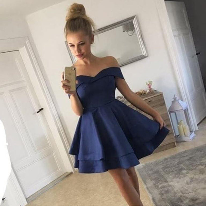 Wine Red Short Homecoming Dresses A Line Off the Shoulder Junior Graduation Prom Dress for 8th Grade